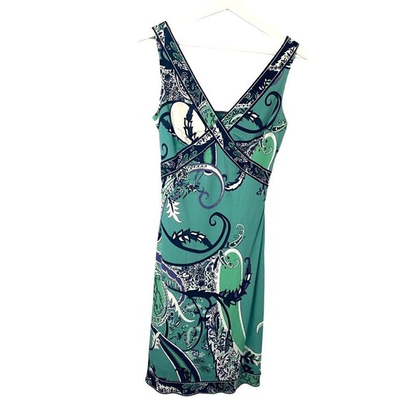 Elie Tahari Silk Paisley Midi Dress Women's Sz 2 Designer Chic - Picture 2 of 12